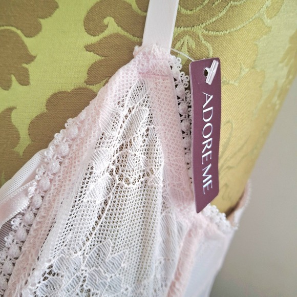 Adore Me NWT Pink Floral Lace Corset Babydoll Garter 34C Feminine Fairycore - Picture 4 of 9